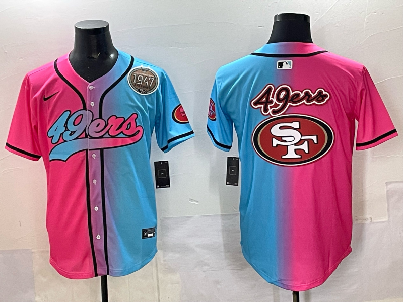 Men 2025 San Francisco 49ers blank Pink Blue pink Nike Limited NFL Jersey 0017